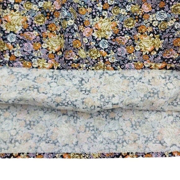 Universal Thread Blouse Womens XS Beige 3/4 Balloon Sleeve Shirred Neck Floral - Picture 7 of 10